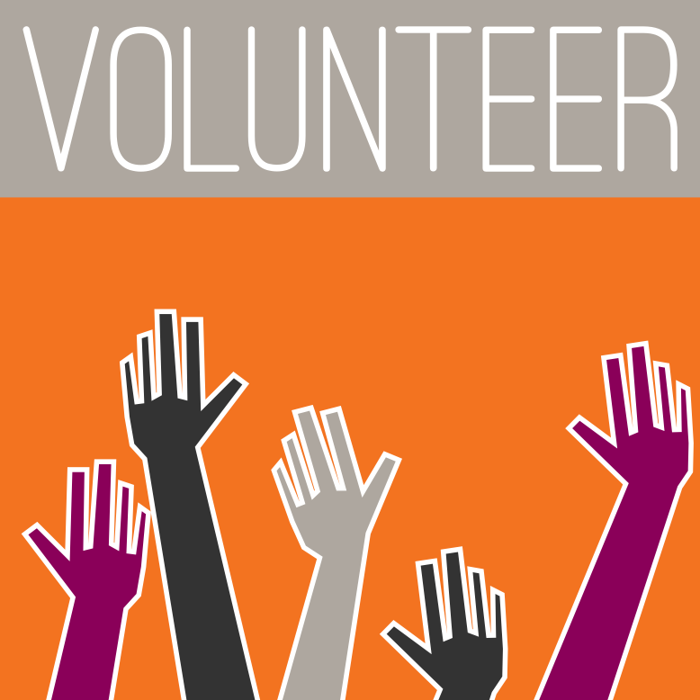 An illustration promotes volunteering at a community event, encouraging people to get involved with helping others.